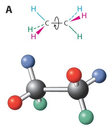 2-7 Rotation about Single Bonds: Conformations Rotation interconverts the conformations of ethane. The barrier to rotation of the two methyl groups in ethane is approximately 2.9 kcal/mol.