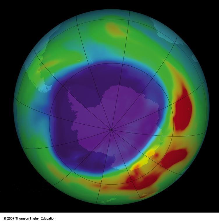 OZONE DEPLETION IN THE STRATOSPHERE During four months of each year up to half of the ozone in