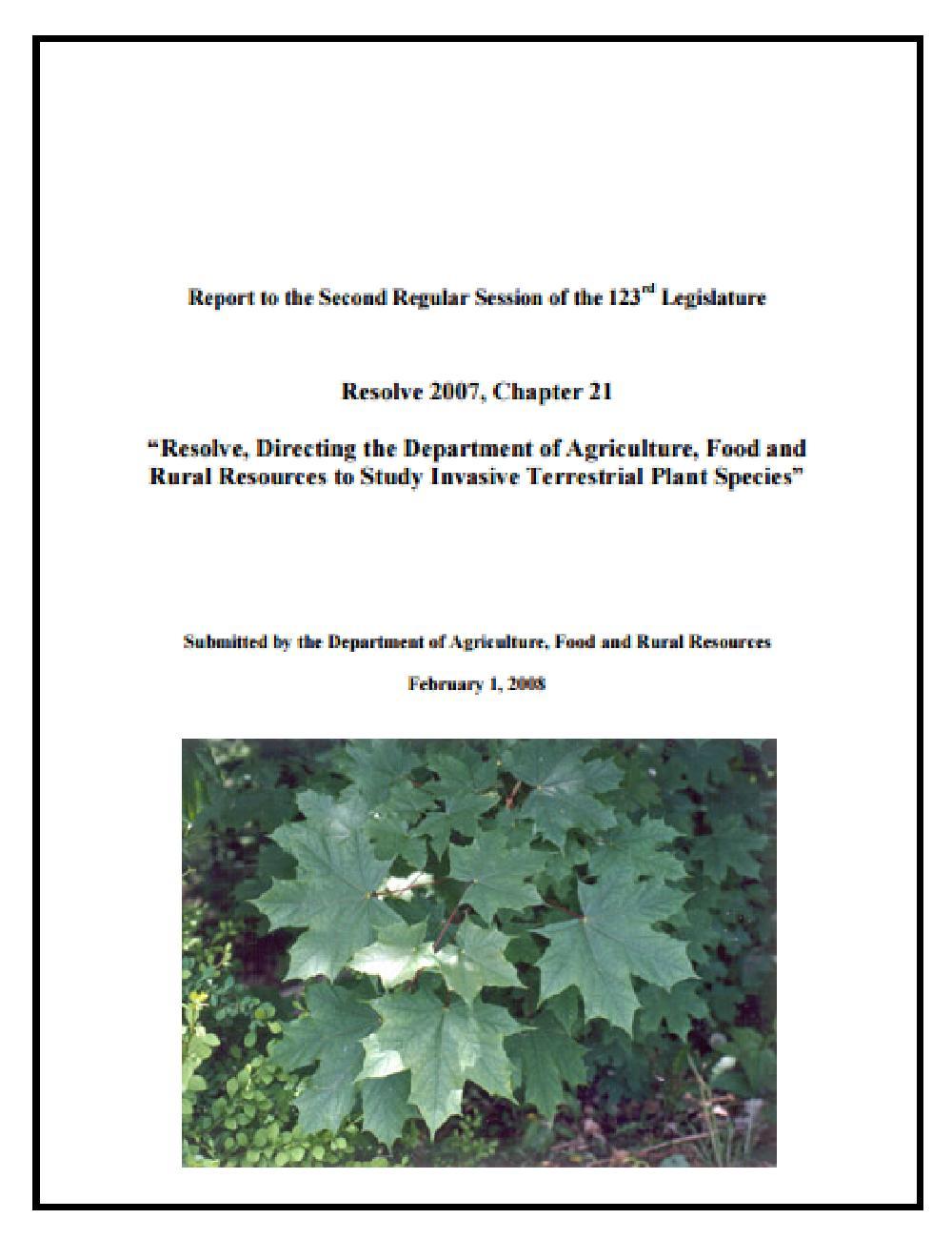 terrestrial plants is presented to the legislature 2011 - A new rule,