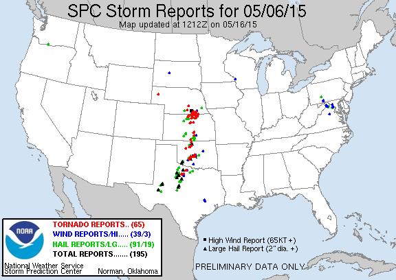 to the areas in which many of the tornadoes occurred throughout the evening.