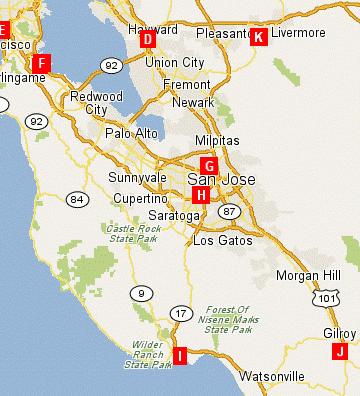 BAY Area Map: Draw the Southern Bay area Major communities.