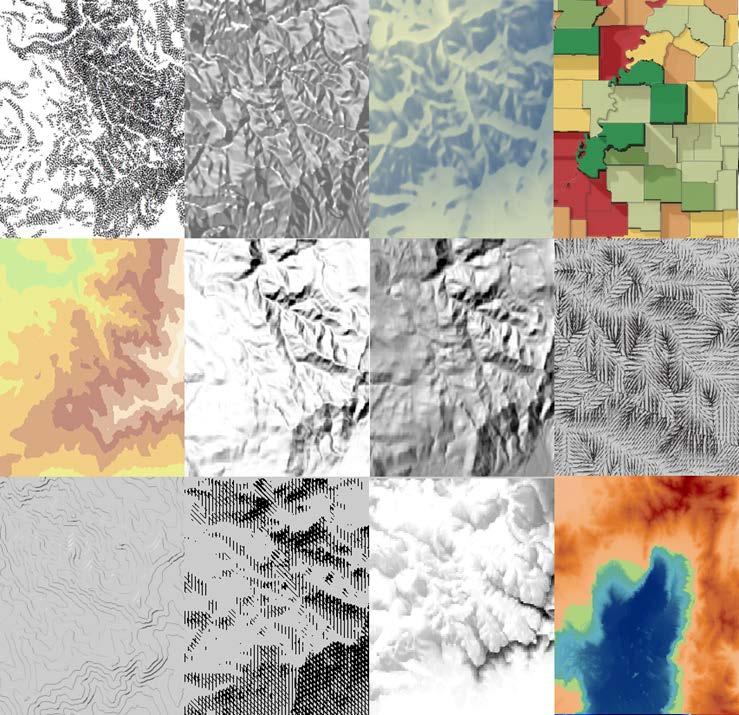 Terrain Models (free download from ArcGIS Online) Multi-Directional Oblique Weighted (MDOW) hillshade Swiss Hillshade Cluster