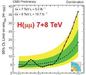 Higgs µµ (ee) Observing H(µµ) decay may be the only