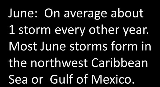 Most June storms form in the northwest Caribbean