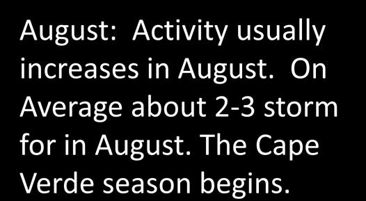 August. The Cape Verde season begins.