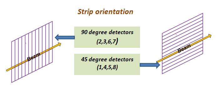 AGS pcarbon Polarimeter (Run 2013 configuration) Every detector consists of 12 Si strips.