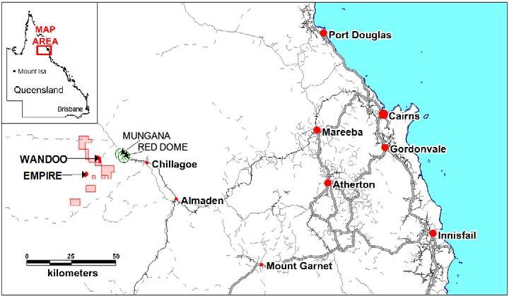 Chillagoe Region Figure 1 Chillagoe Gold Project Location In addition to the extensive gold and silver resources at Red Dome/Mungana, owner/operator Kagara Mining has a significant base metals