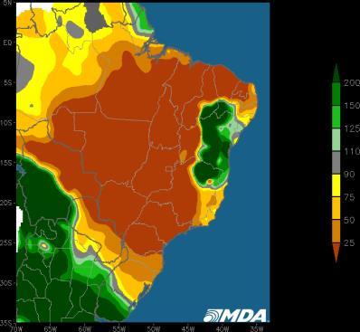 Brazil % Precipitation Coverage Brazil % Precipitation Coverage Past 3 Days W. Corn Soybeans 5 Day Forecast W.