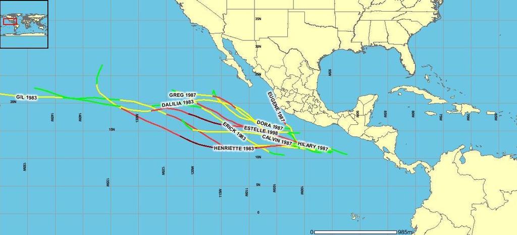 El-Niño also has a noted impact on the Atlantic hurricane season, this month we ll take a look at what the tracks of storms look like under a similar El-Niño condition as we are currently