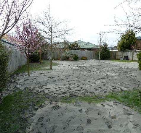 6 the ground below the water table has occurred, for example the large quantities of sand ejected (Photograph 4.1) to the ground surface in Kaiapoi and Bexley. Photograph 4.1. Ejected sand Photograph 4.