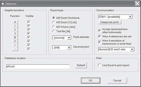 EASYLINK TM PC software for Windows In the Options dialog you can make settings suitable for you. Choose to which format you want to export your measurement data.