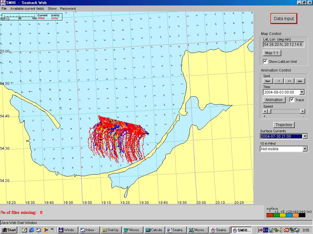 Comparison with model output Forecast: D-6 for 48 hours with SMHI SeaTrack Web model Oil spills will