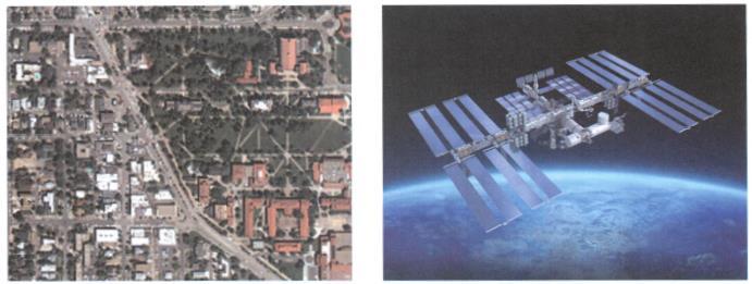 The Quick Bid satellite is used to ceate images of the Eath. One such image is shown below left. The satellite obits at an altitude of 482 km, and has a mass of 9.5 x 10 2 kg.
