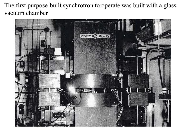 Synchrotron GE synchrotron observed first synchrotron radiation