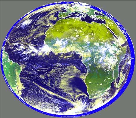 August 2006. Figure 2a. False color image of Meteosat-8 SEVERI on 04 August 2006 at 12:15 UTC. Figure 2b.