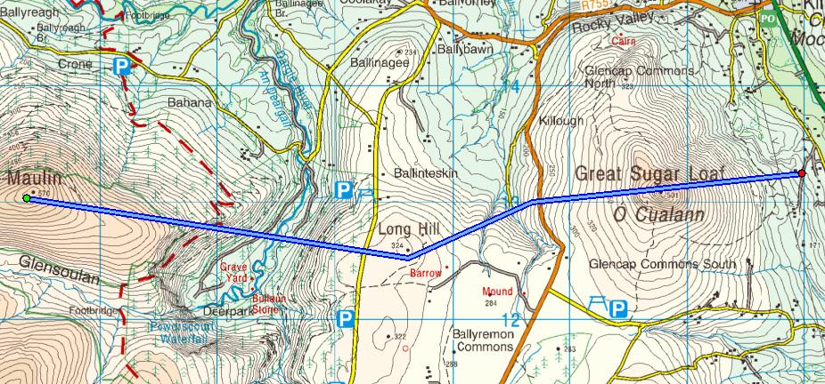 7. Map Skills Cross-Section The blue line indicates the location of a trail X-Y on the Ordnance Survey extract below.