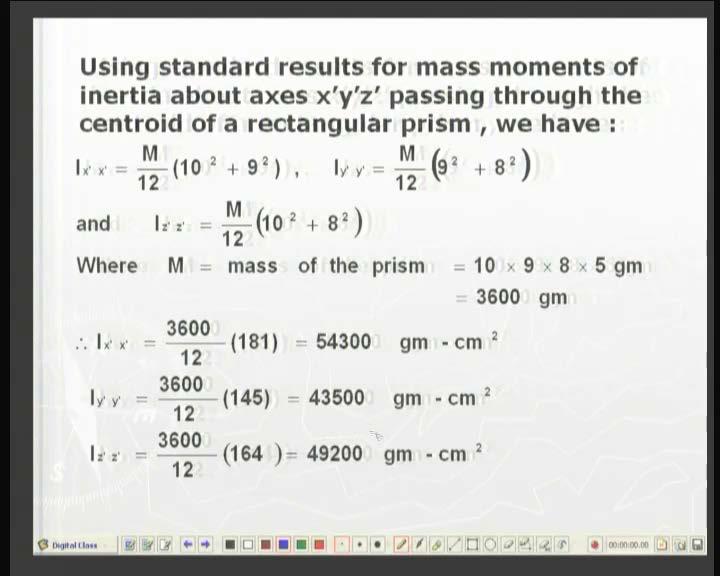 (Refer Slide Time: 18:42 min) Now, for Ix dash x dash, what you do is mass of the block divided by twelve.