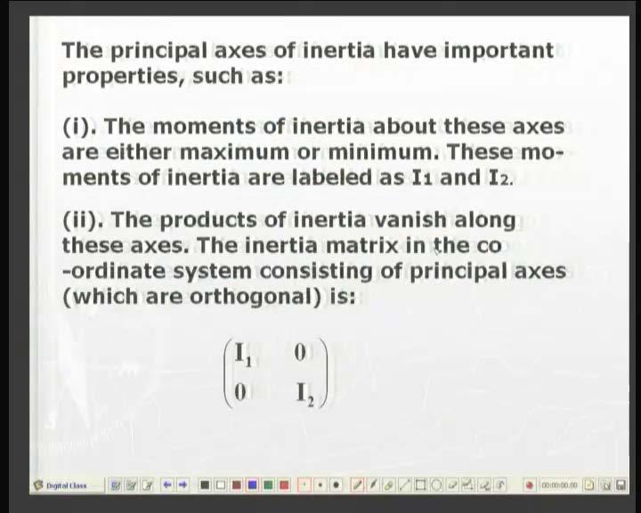 (Refer Slide Time: 40:20 min) Well, I have already stated once you have the principle axis, then the product of inertia