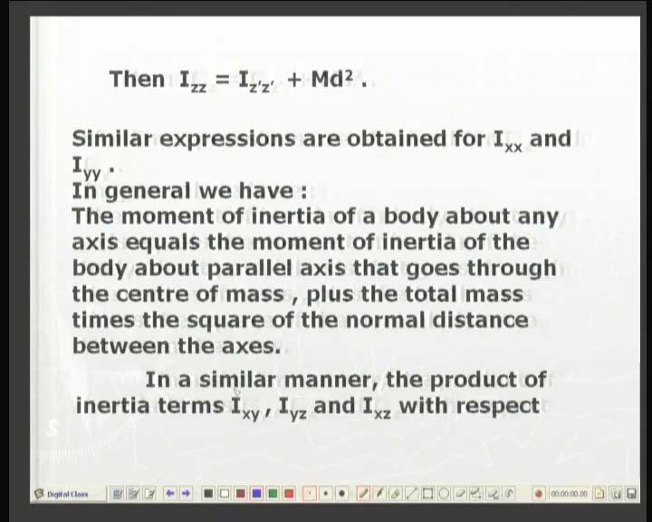 (Refer Slide Time: 10:54 min) So it means, we have a very compact expression, that is, the z moment of inertia Izz is equal to in the new coordinate system.