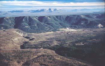 Aerial view of the NW rim of the Yellowstone caldera and