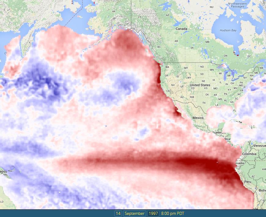 1997 Strong El Niño - warm ocean NCDC