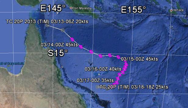 20P Tropical Cyclone Tim ISSUED LOW: 10 Mar / 2300Z ISSUED MED: 11 Mar / 1900Z FIRST TCFA: 12 Mar /