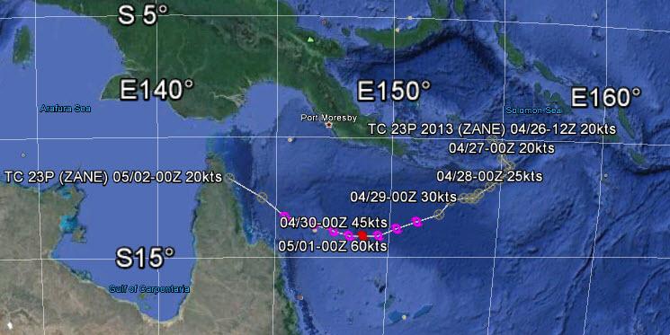 23P Tropical Cyclone Zane ISSUED LOW: 25 Apr / 0600Z ISSUED MED: 25 Apr / 1000Z FIRST TCFA: 28 Apr /