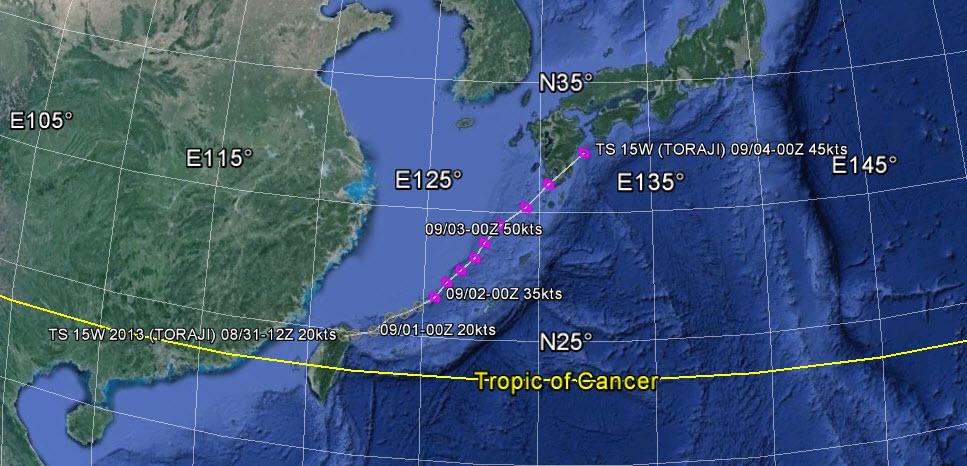15W Tropical Storm Toraji ISSUED LOW: 31 Aug / 2100Z ISSUED MED: 01 Sep / 0600Z FIRST TCFA: 01 Sep /