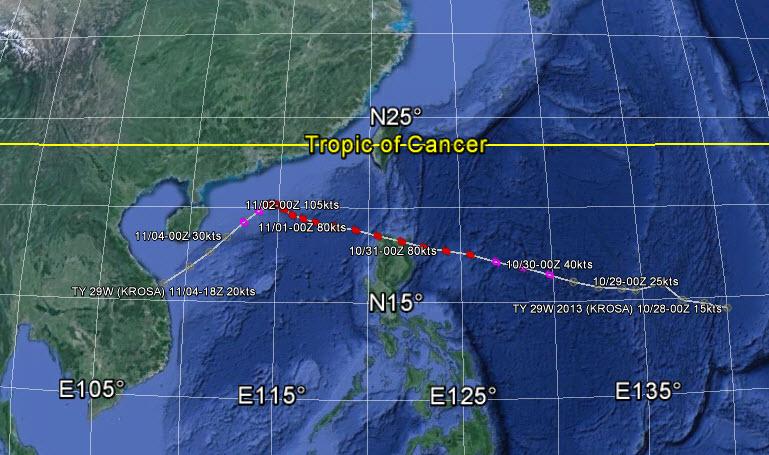 29W Typhoon Krosa ISSUED LOW: 27 Oct / 1100Z ISSUED MED: 27 Oct / 1830Z FIRST TCFA: 28 Oct /