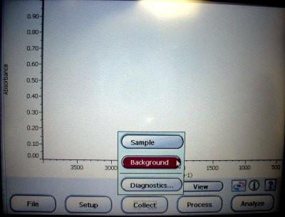 CHM 111 - Salicylic Acid Properties (r16) 4/11 On the spectrometer, click "Collect". A submenu will pop up. Click "Background". (Most of the menus on the Nicolet IR-100 Spectrometer work this way.
