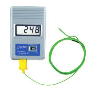 freezes display to capture current reading, F/ C switchable Supplied: Type-K beaded probe, 4-foot cable,