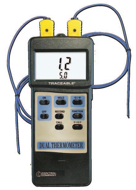 assistant for all plant and ield applications ; dual probes allow two tests to be monitored simultaneously One-switch operation makes it the perfect thermometer for routine use, F/ C switchable