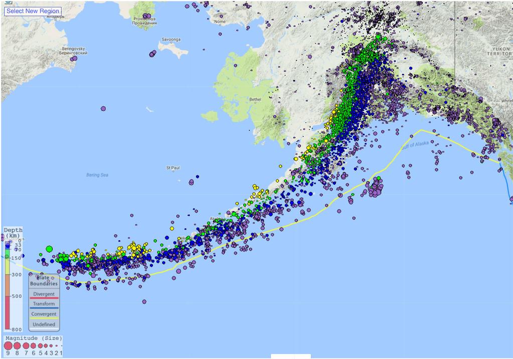 Epicenters are shown on a map of regional historic seismicity for earthquakes greater than magnitude 4 since 1978.