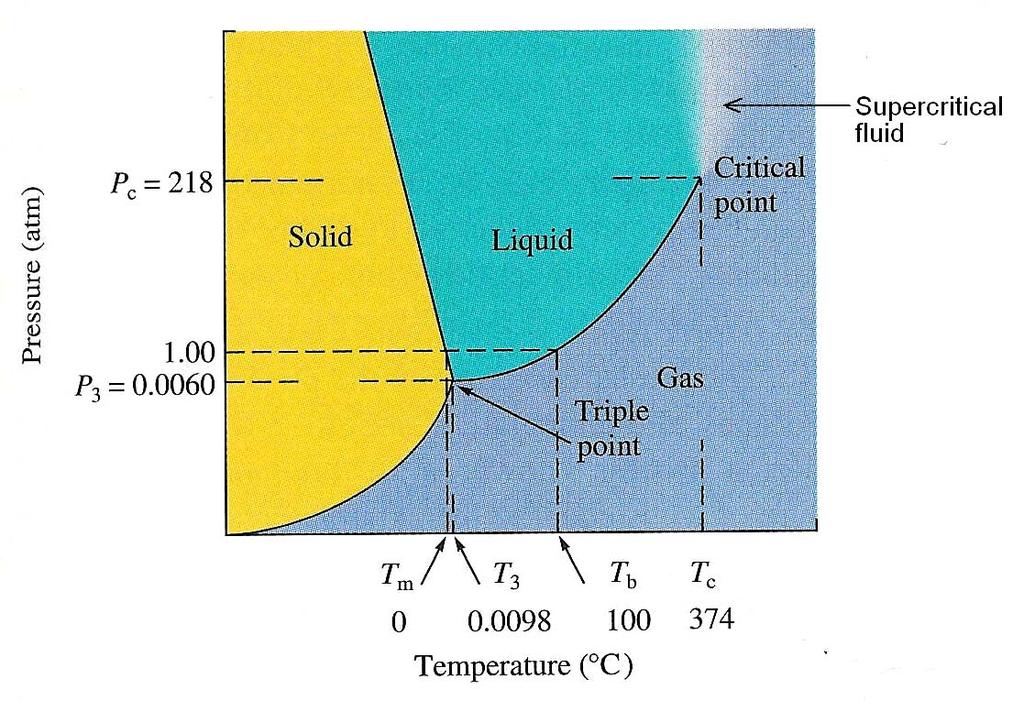 The phase diagram for water.