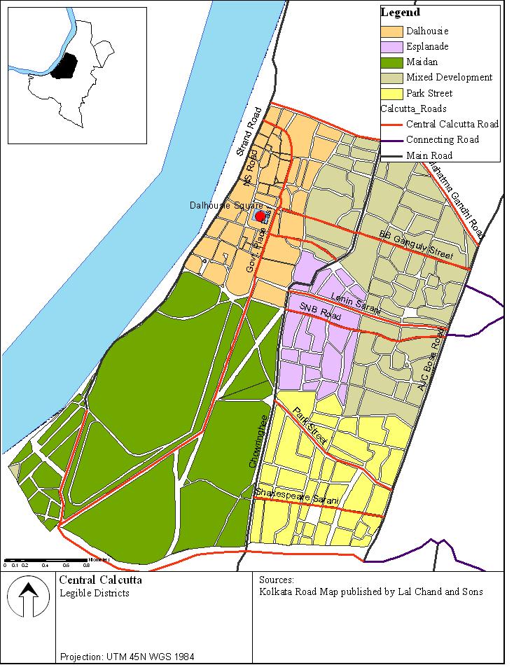 Figure 68: Legible sub-districts within Central Calcutta Because of the legible character of the sub-districts within
