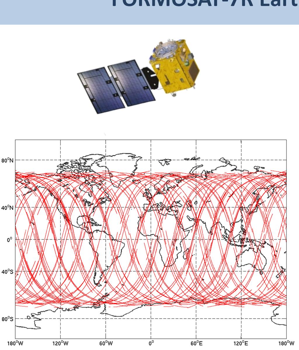 FORMOSAT 7R Earth coverage 1 day Global coverage The satellite FORMOSAT 7 Reflectometry, as