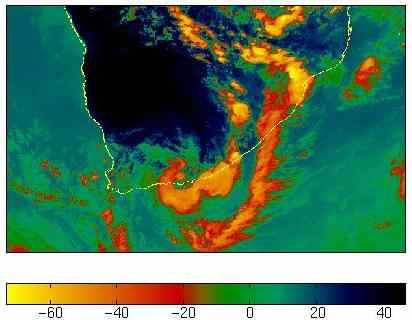 Cloud top temperature derived from Meteosat infrared