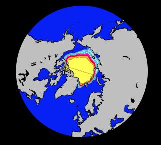 September ice extent Result: September Arctic sea ice extent Forecasts: 1 May September with