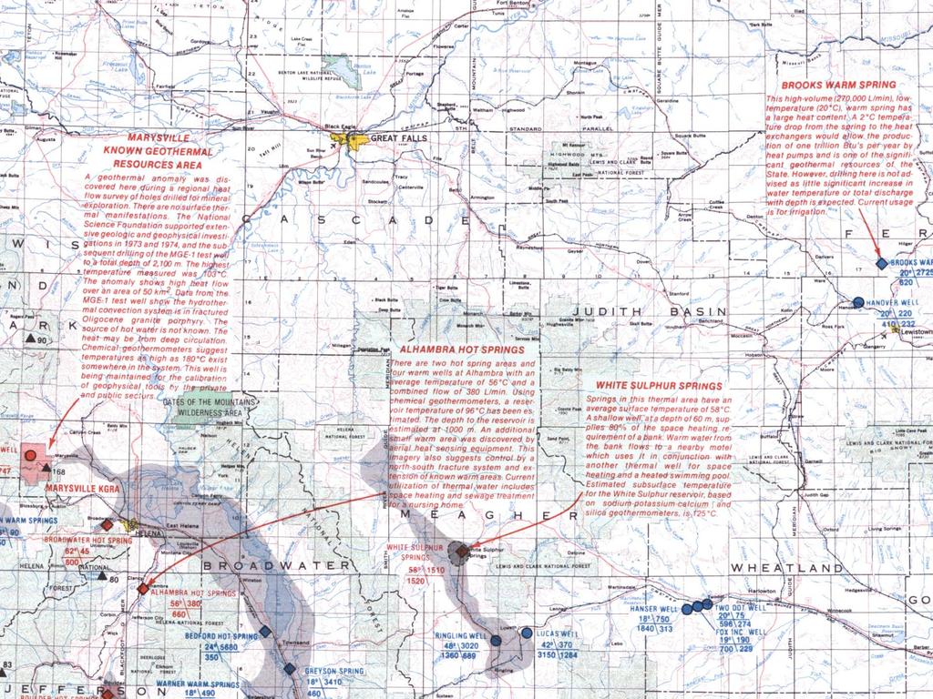 Depth, meters West Central Montana (crystalline rocks) Depth: 2,000m 103 o C Marysville 0 250 Water quality: TDS=600 mg/l