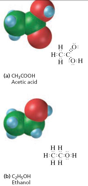 In acetic acid not ethanol second O bonded to C connected to