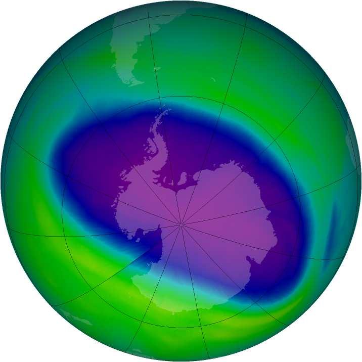 Ozone hole over Antarctica 1 October 2006.