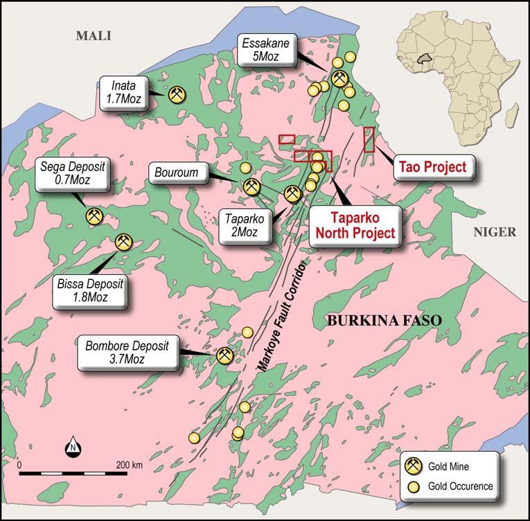 Project Location Map Canyon Resources Limited ( Canyon ) (ASX: CAY) is pleased to announce that it has entered into a binding agreement to acquire control of the Taparko North and Tao Projects in