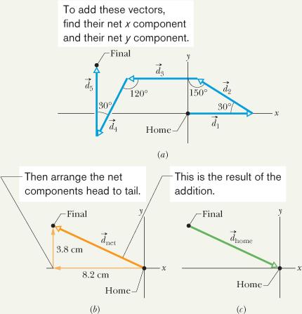 ant's net displacement vector and what are those of the homeward vector that extends from the ant's final position back to home?