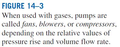 For gases, we usually call them fans, blowers, or compressors, depending on the relative pressure rise and volume flow rate.