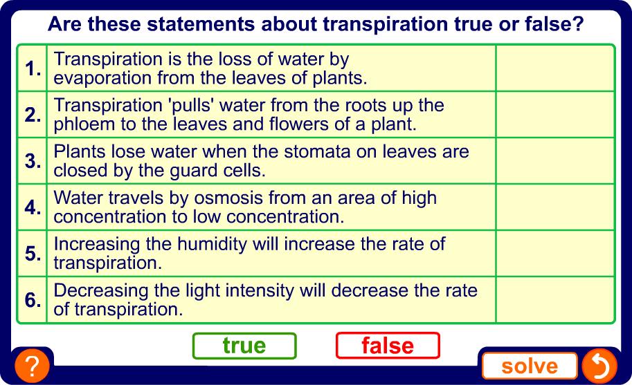 Transpiration true or false?