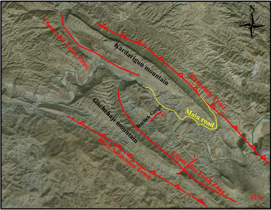 (a) Satellite image; and (b) Field image. Figure 7. Contour diagram of joint sets in dam area.