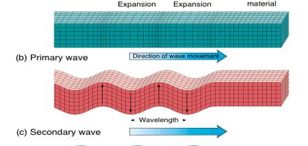 Body waves (P, S) P waves involve volume change, but not shear distortion Particle motion is parallel to wave propagation
