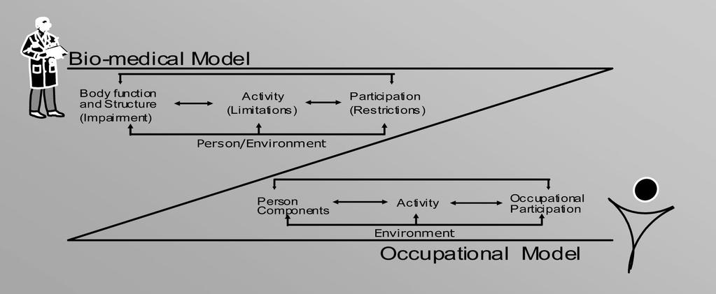 Slika 4: Model zdravja in dobrega počutja prilagojen model MKF (1) prilagojen TCOP (10) prilagojen CMOP- E (14) RAZPRAVA Vizija razvoja delovne terapije bo usmerjena v : Uvajanje z dokazi podprte