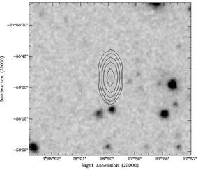 VLBI detection of an Infrared-Faint Radio Source 1435 Figure 1. 20-cm radio image (contours) of the IFRS S114 superimposed on the SWIRE 3.6 μm image (grey-scale). Contours are at intervals of 0.
