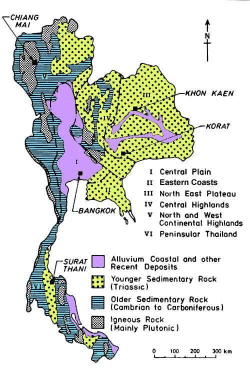 INTRODUCTION Geology of Thailand 5 main geomorphology areas of Thailand are; 1) the central plain; the large alluvial flood plain and colluvium fans on mountain foots.